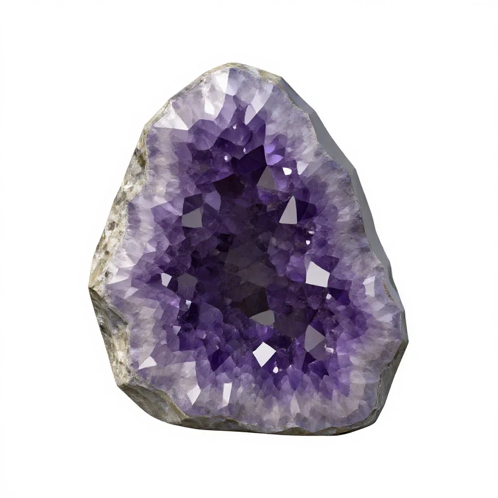 Amethyst geode half isolated on a white background