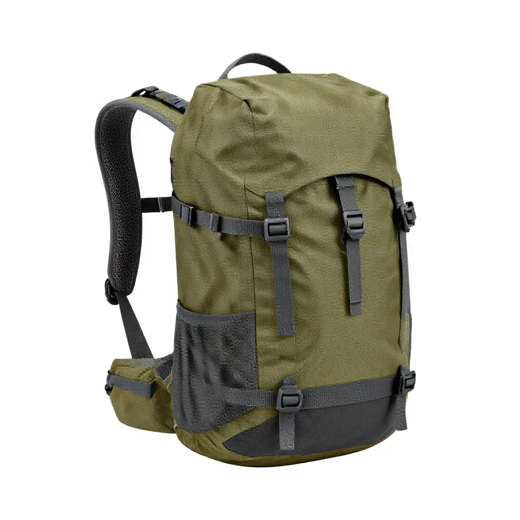 Camping backpack isolated on a white background