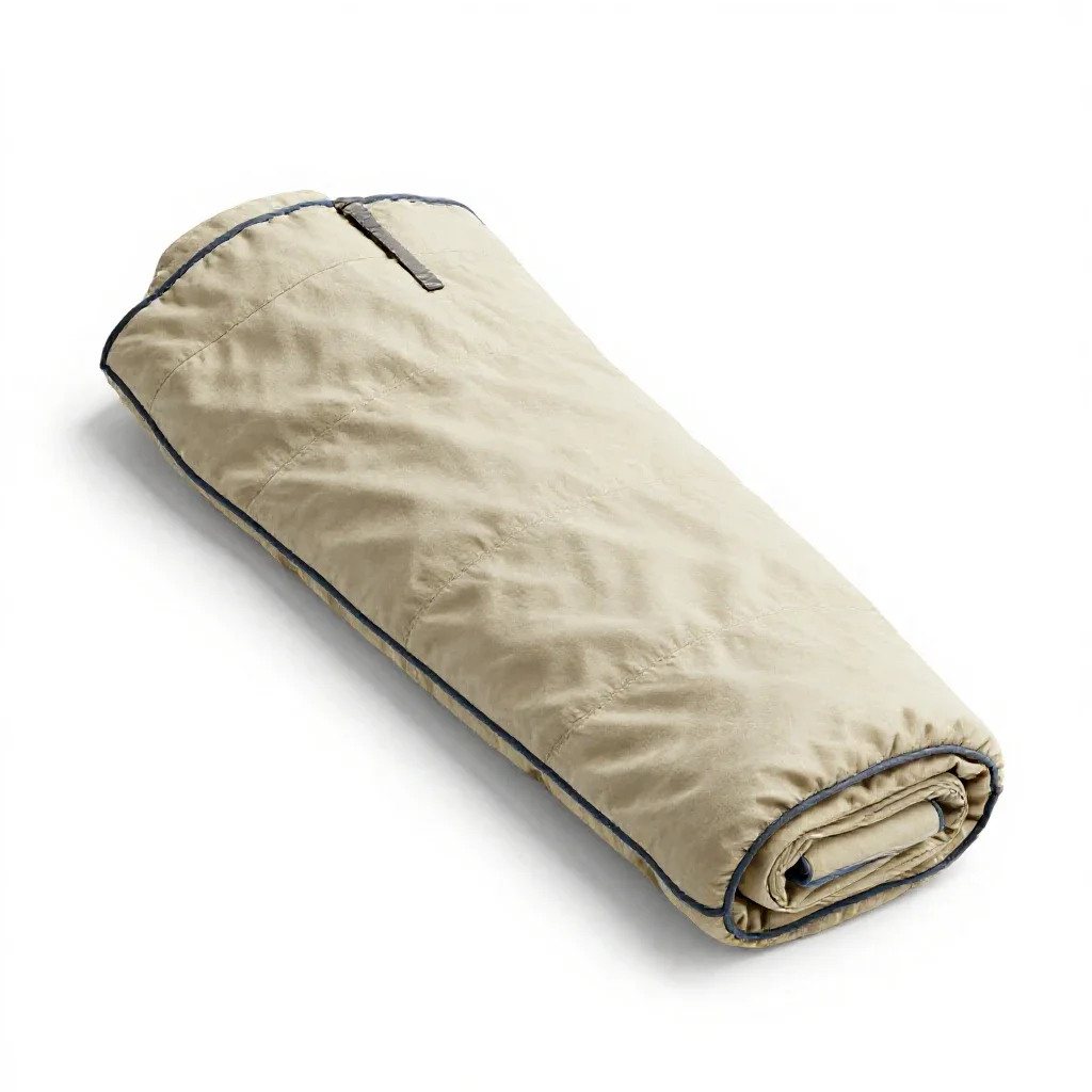 Sleeping bag rolled up isolated on a white background