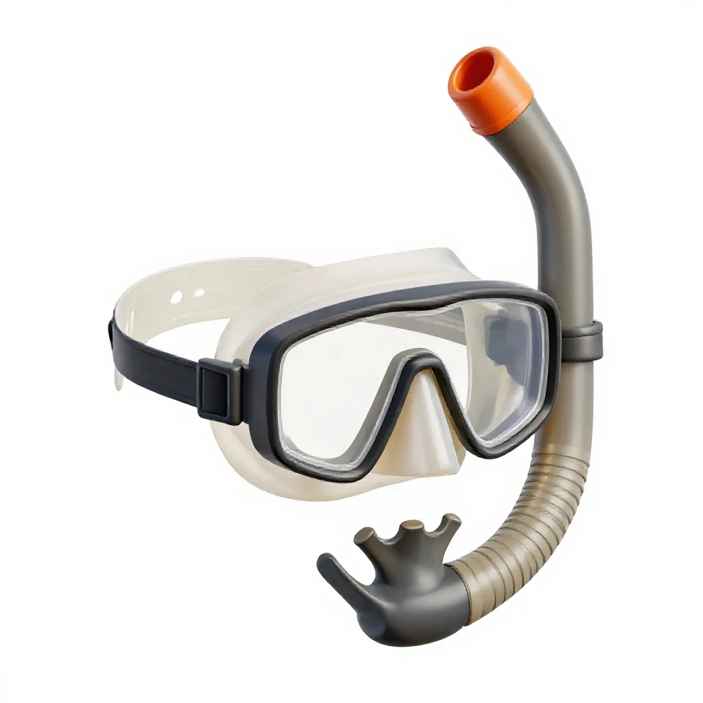Snorkel and mask isolated on a white background