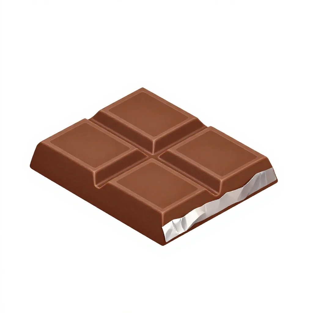 Chocolate bar in foil isolated on a white background