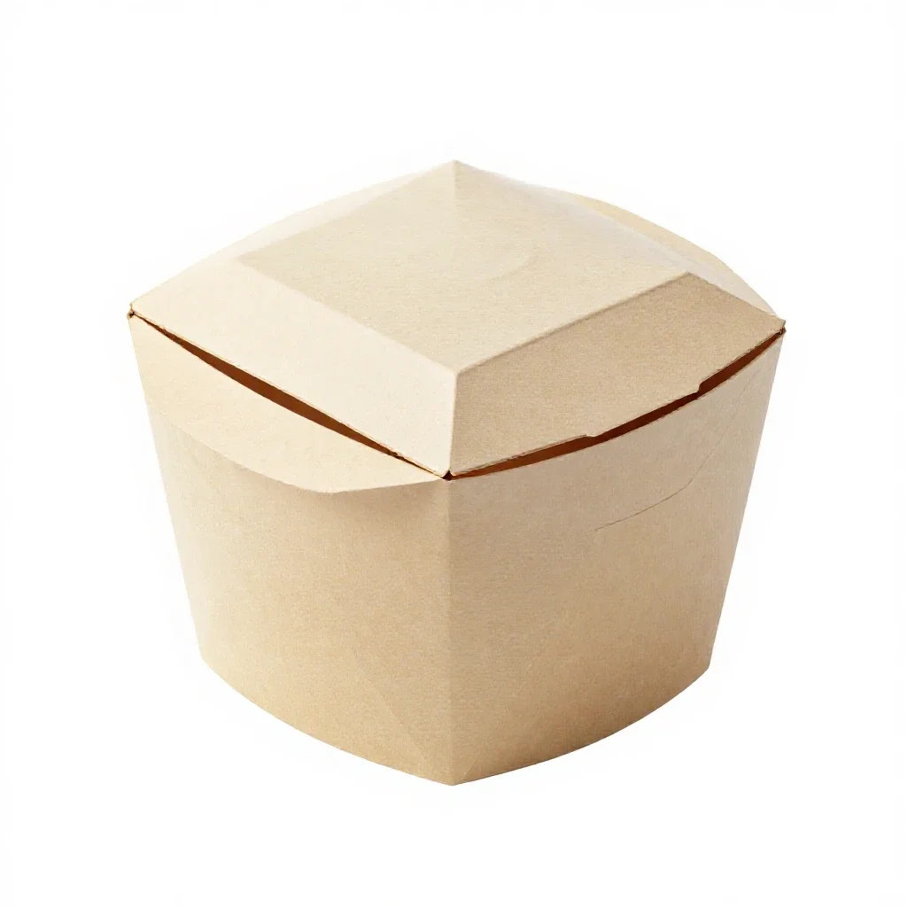 Folded takeaway noodle box isolated on a white background