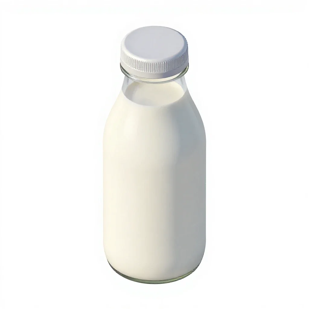 Milk bottle with a foil cap isolated on a white background