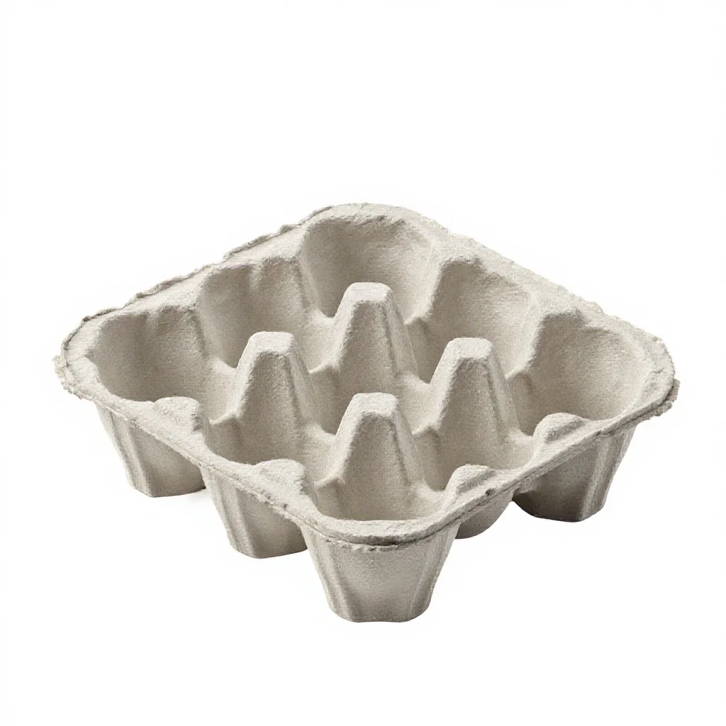 Moulded pulp egg carton isolated on a white background