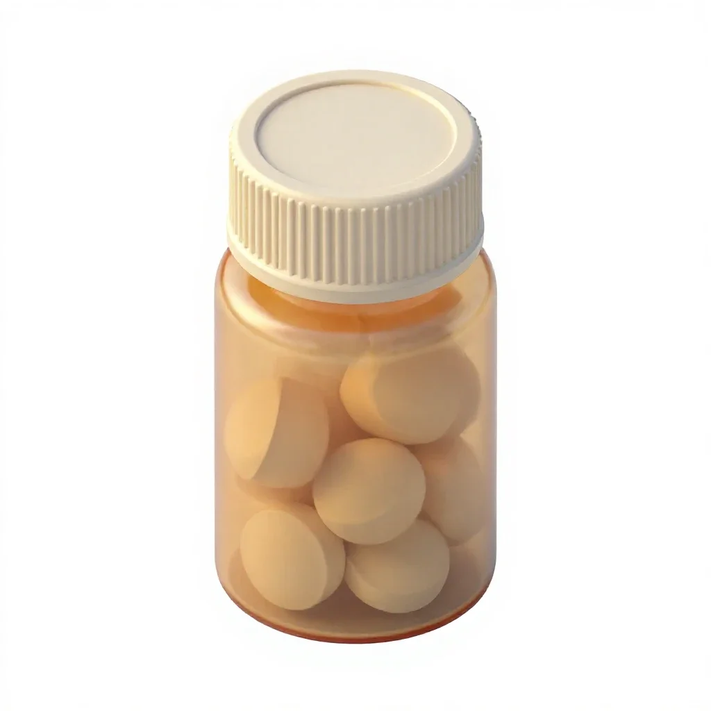 Pill bottle with a child cap isolated on a white background