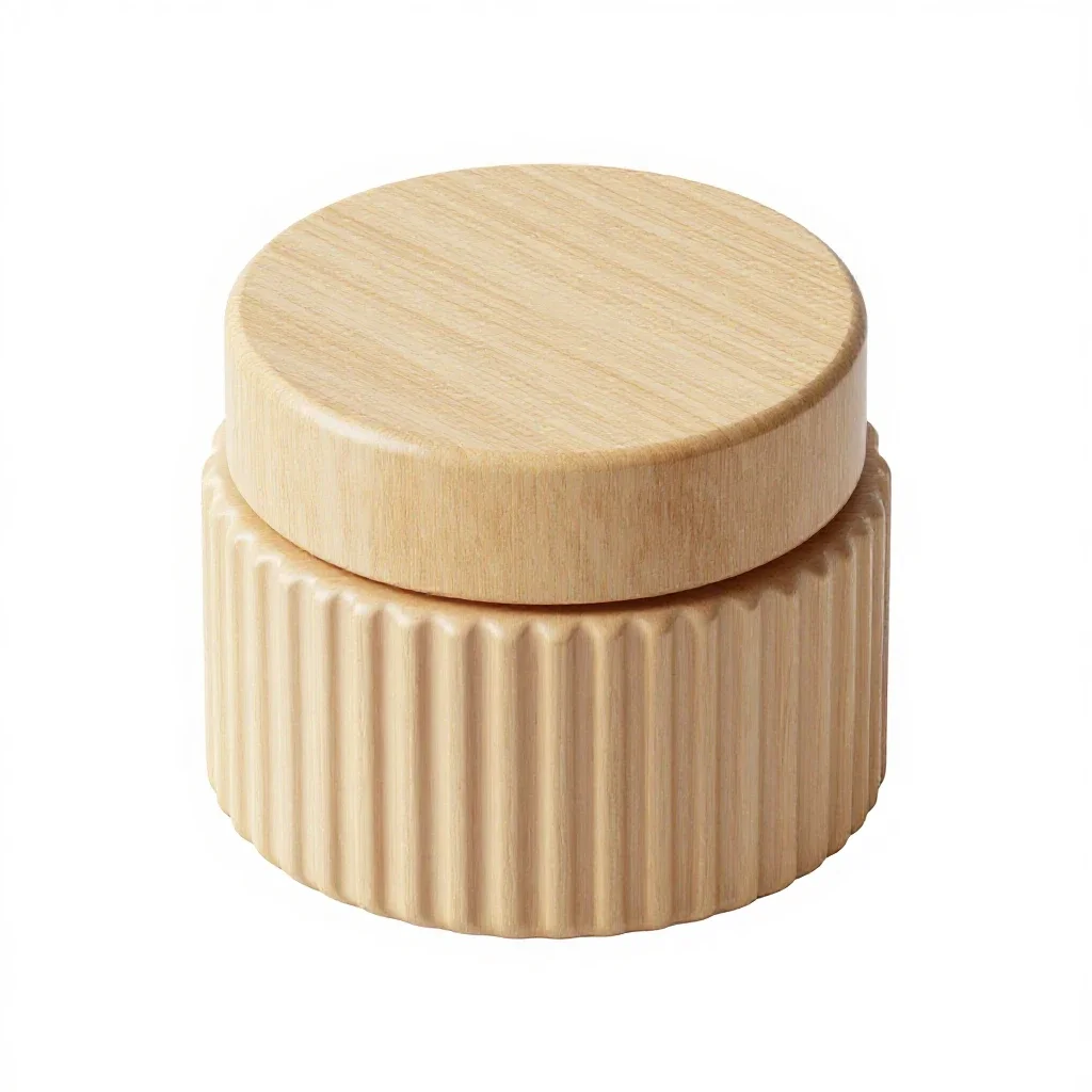 Ribbed cosmetics jar isolated on a white background