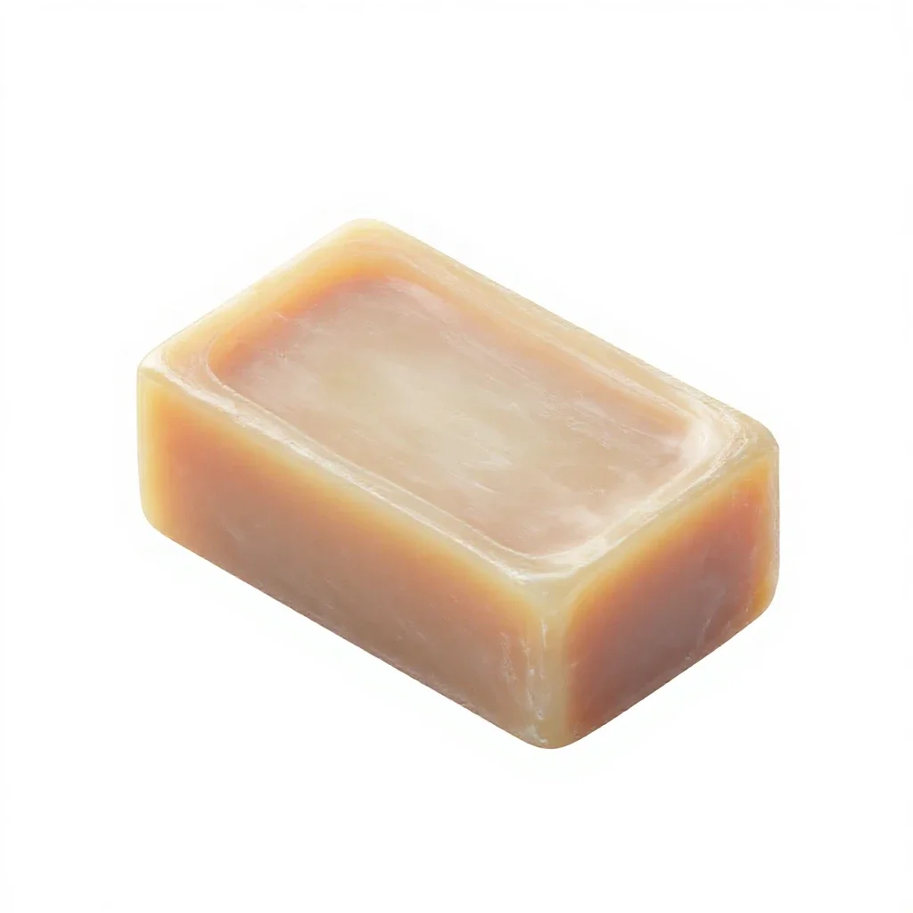 Soap bar in paper wrap isolated on a white background