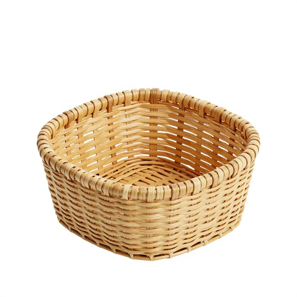 Woven market basket isolated on a white background