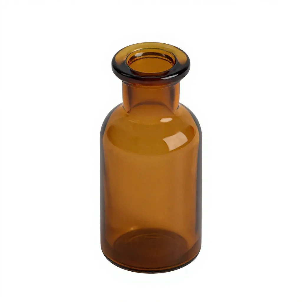 Amber glass apothecary bottle isolated on a white background