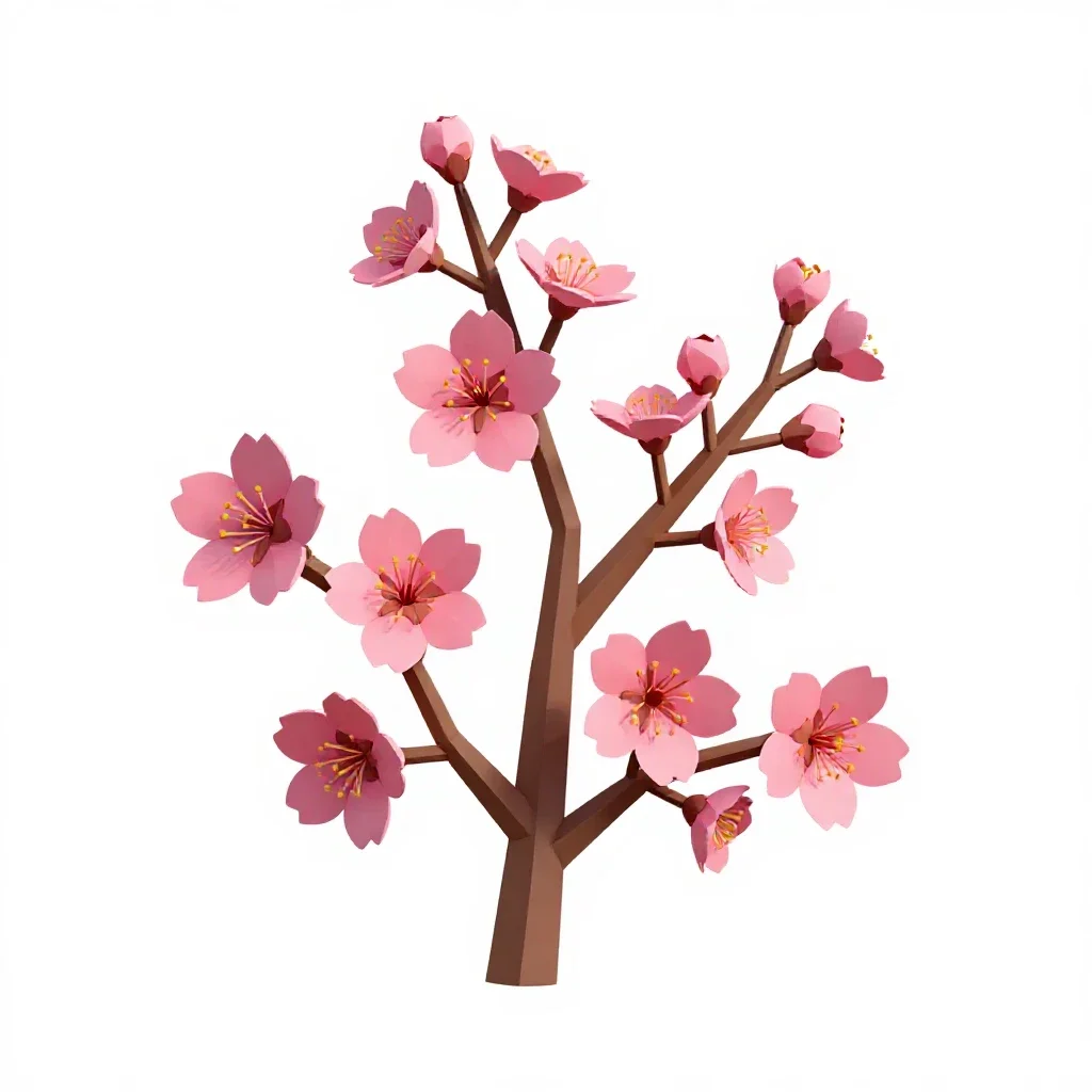 Cherry blossom branch isolated on a white background