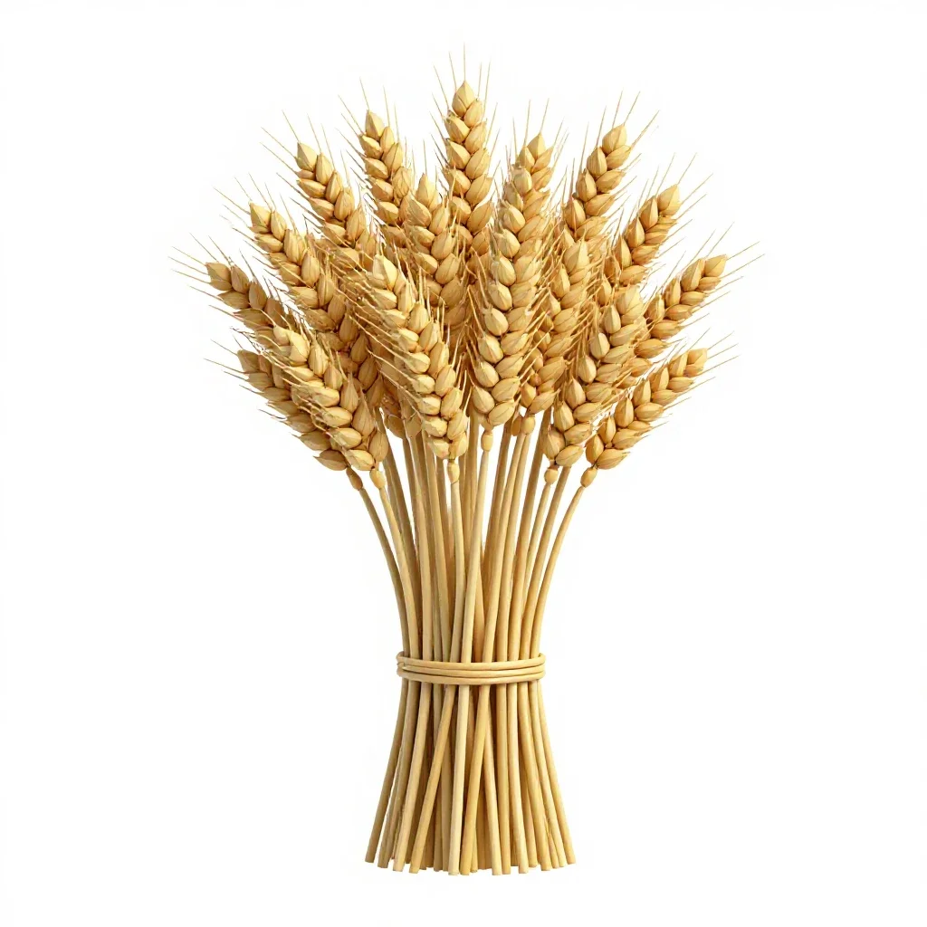 Dried wheat bundle isolated on a white background