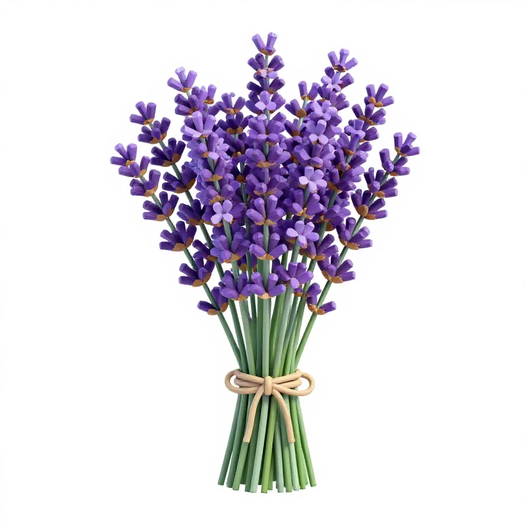 Lavender bunch tied with twine isolated on a white background