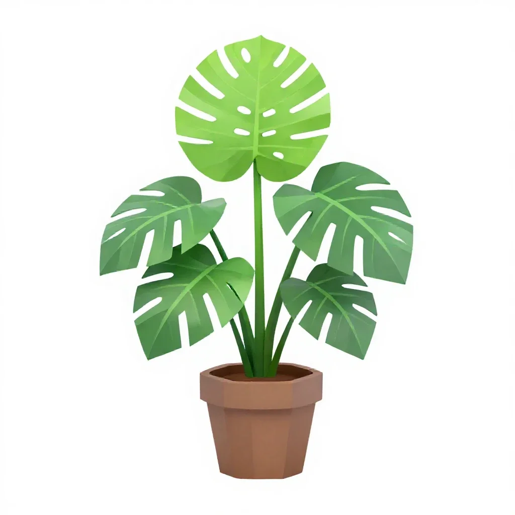Monstera deliciosa in a pot isolated on a white background
