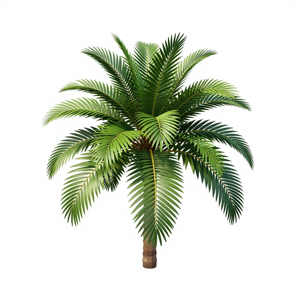 Nikau palm frond isolated on a white background
