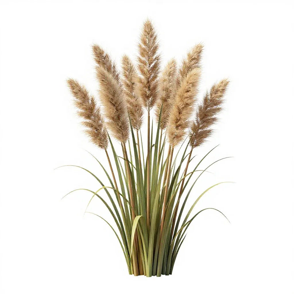 Pampas grass plume isolated on a white background