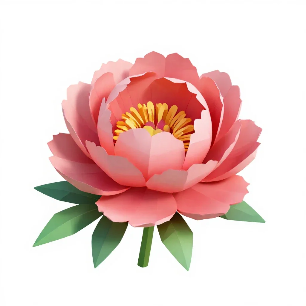 Peony in full bloom isolated on a white background