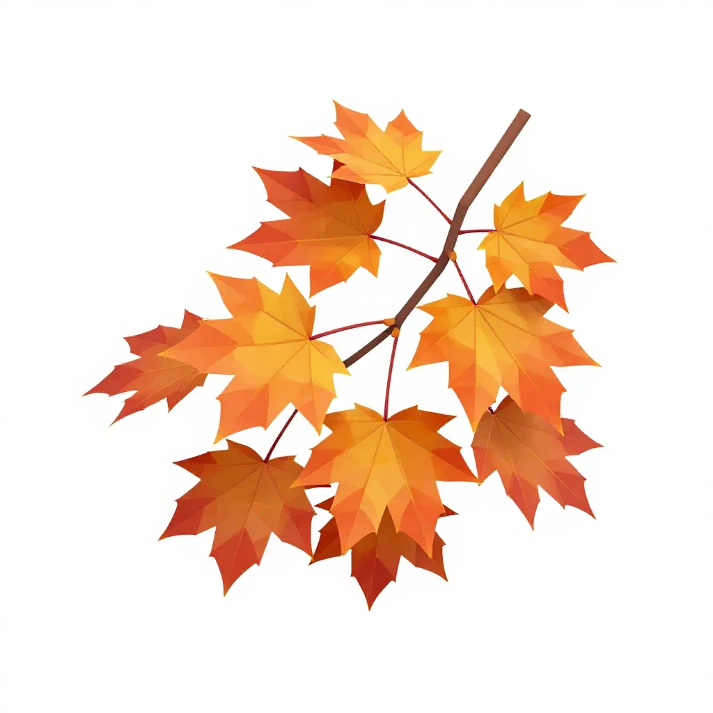 Autumn maple branch isolated on a white background