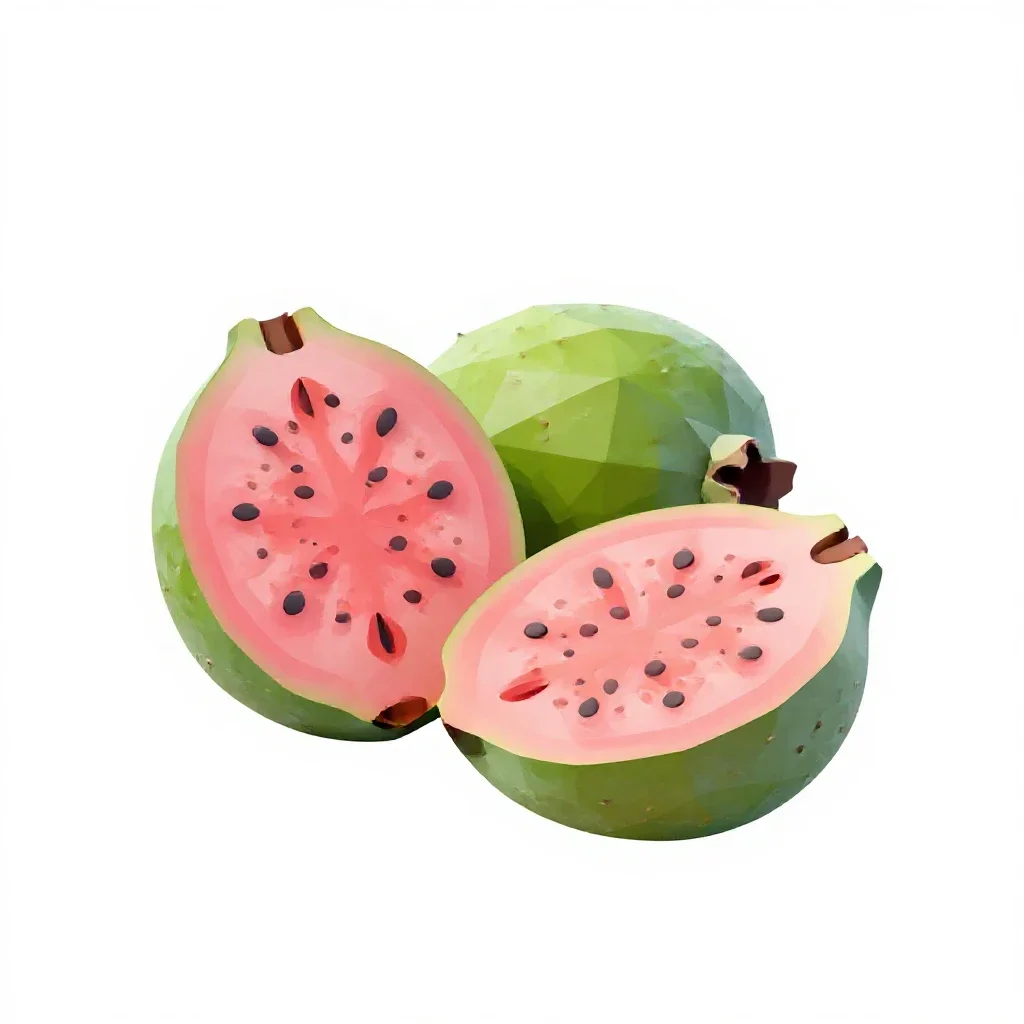 Feijoa cut in two isolated on a white background