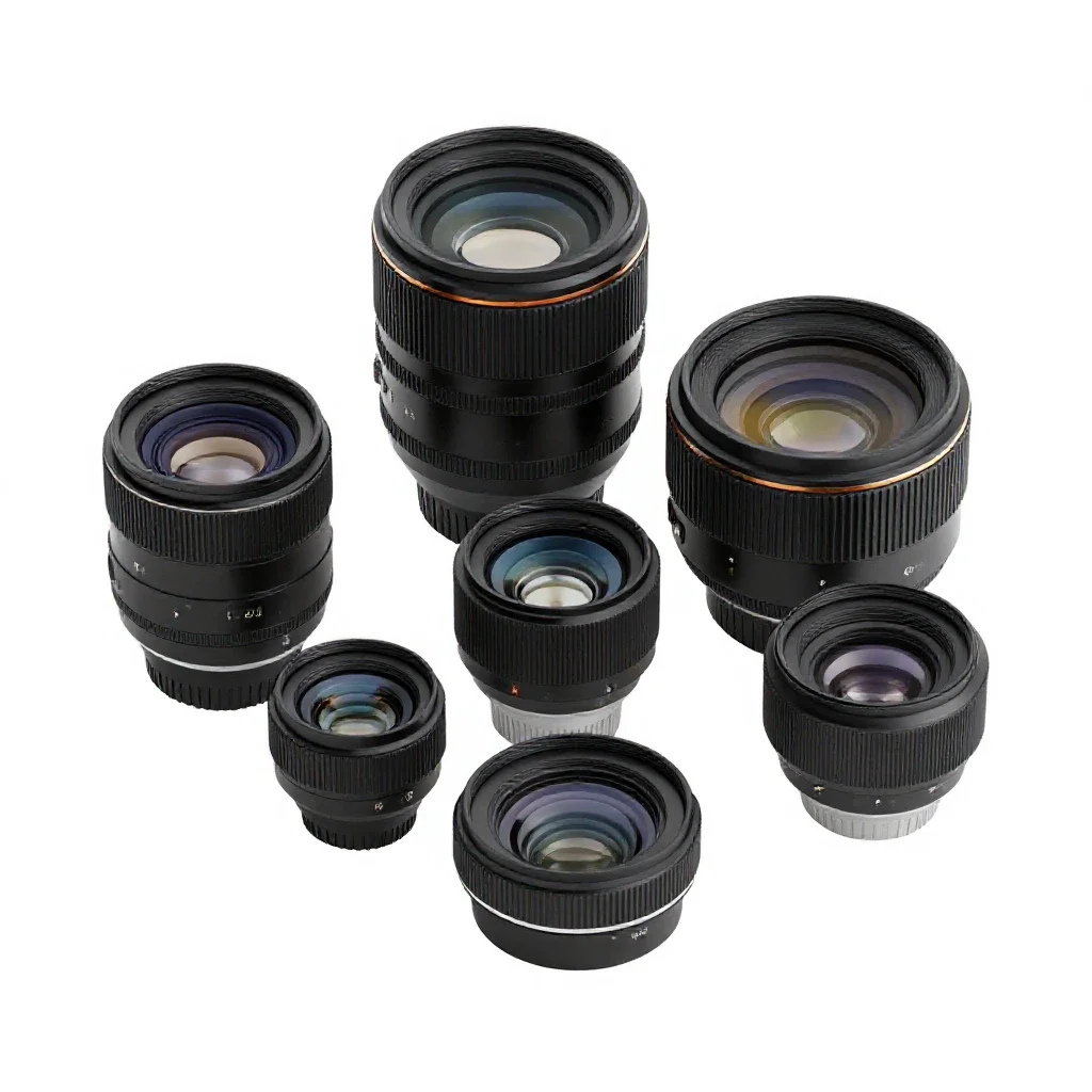 Set of lens elements isolated on a white background