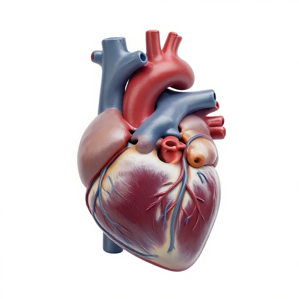 Anatomical heart model isolated on a white background