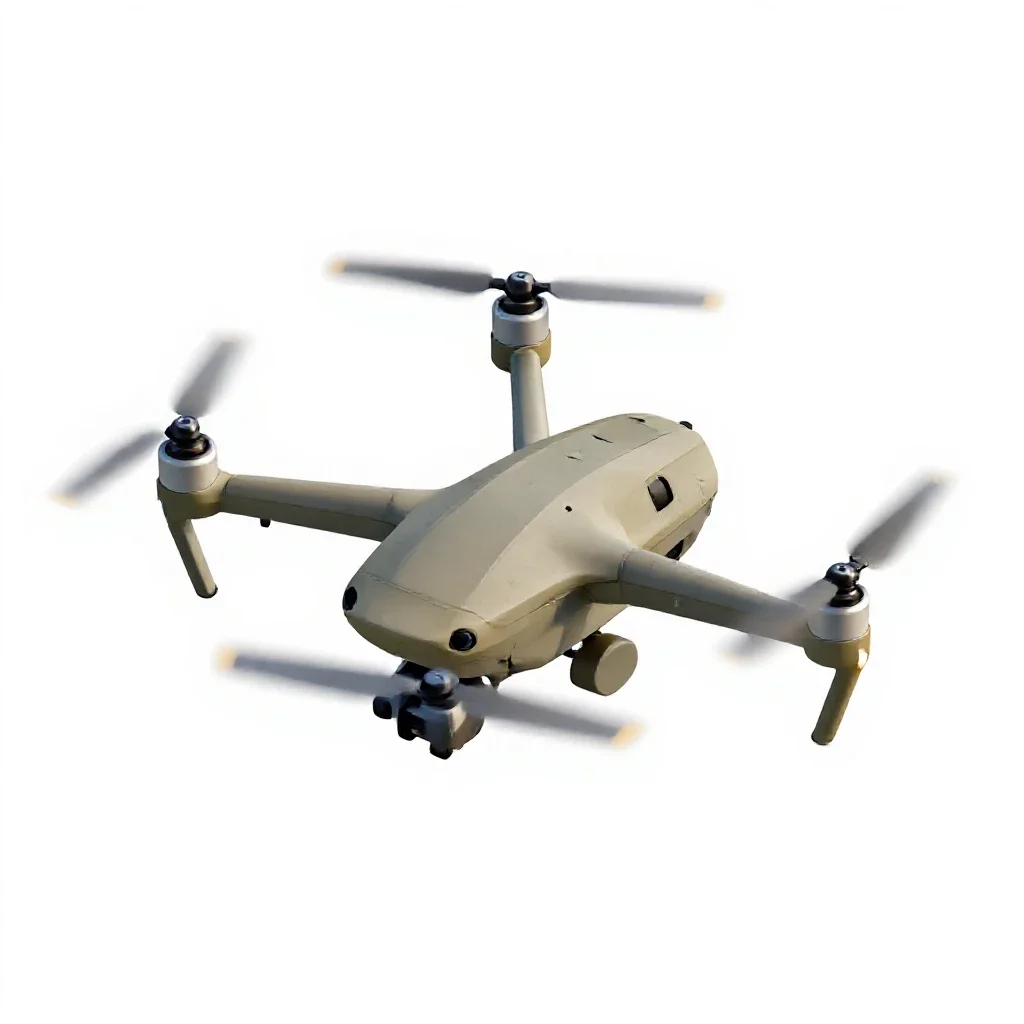 Hovering recon drone isolated on a white background