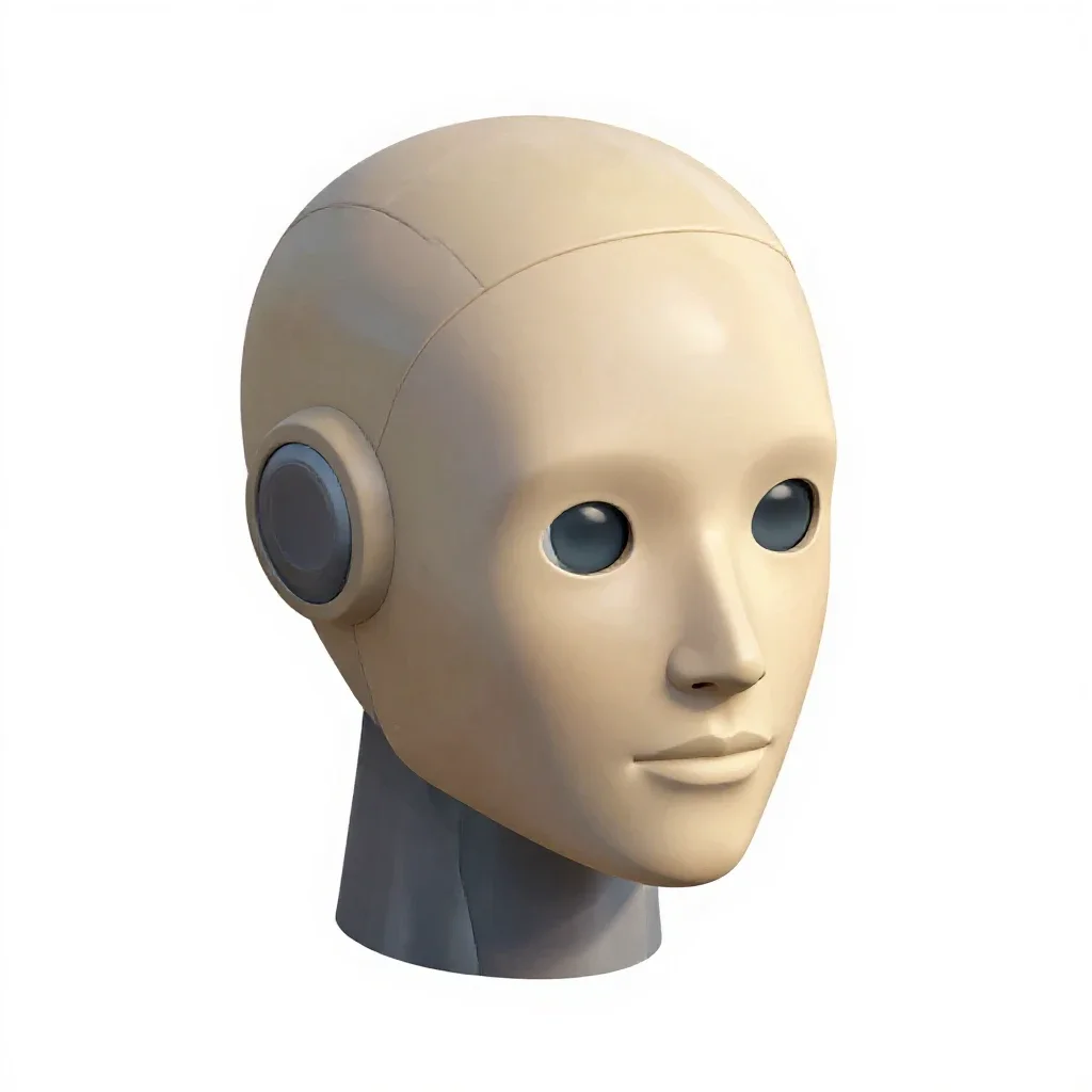 Humanoid robot head isolated on a white background