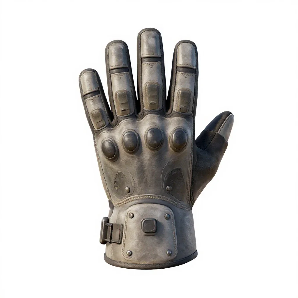 Powered exosuit gauntlet isolated on a white background