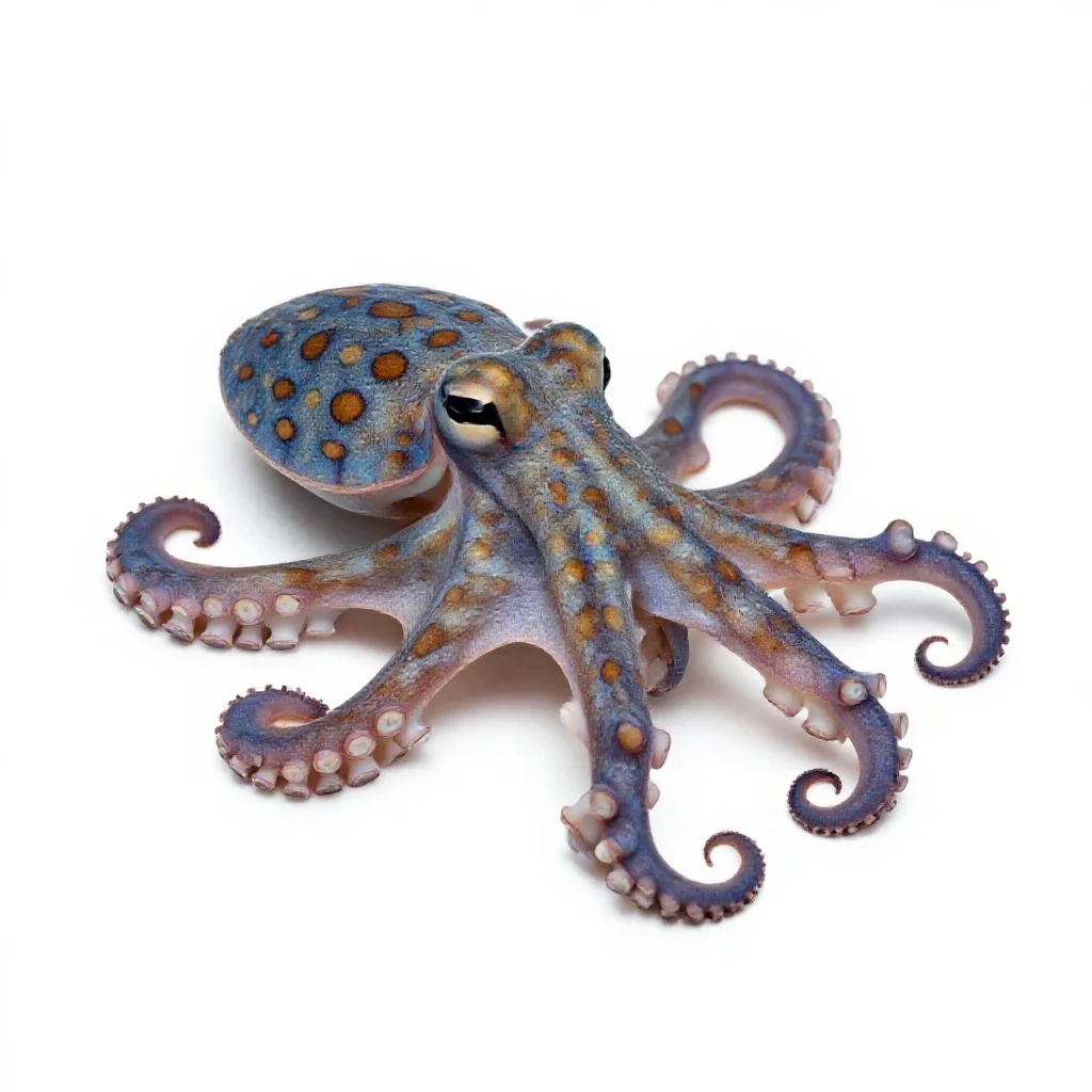 Blue-ringed octopus isolated on a white background