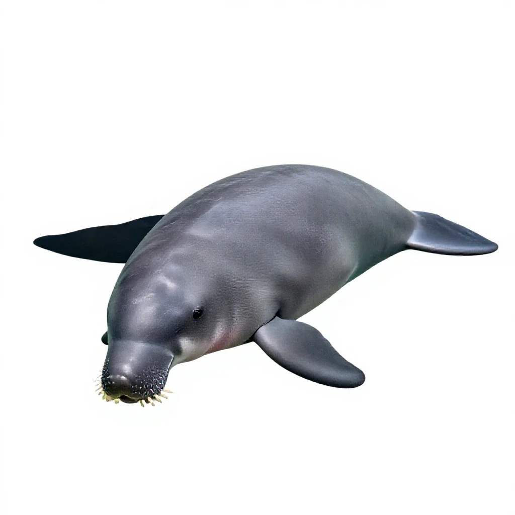 Dugong grazing isolated on a white background