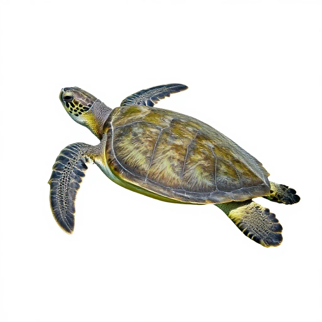 Green sea turtle isolated on a white background