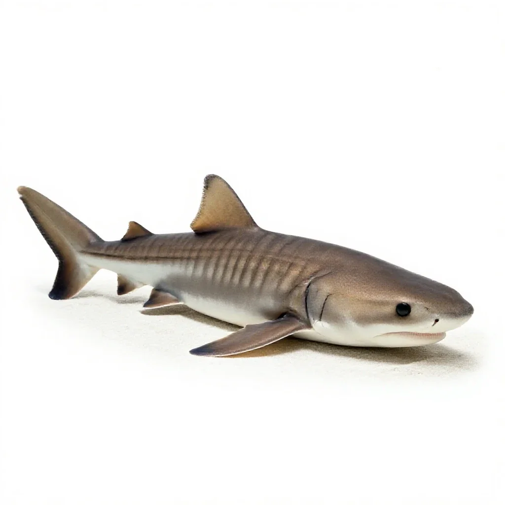 Leopard shark on sand isolated on a white background