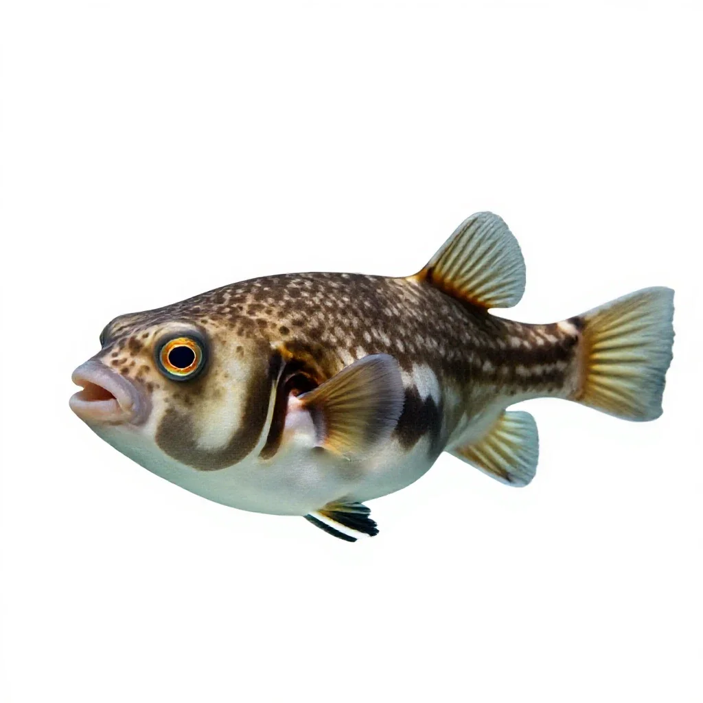 Pufferfish inflated isolated on a white background