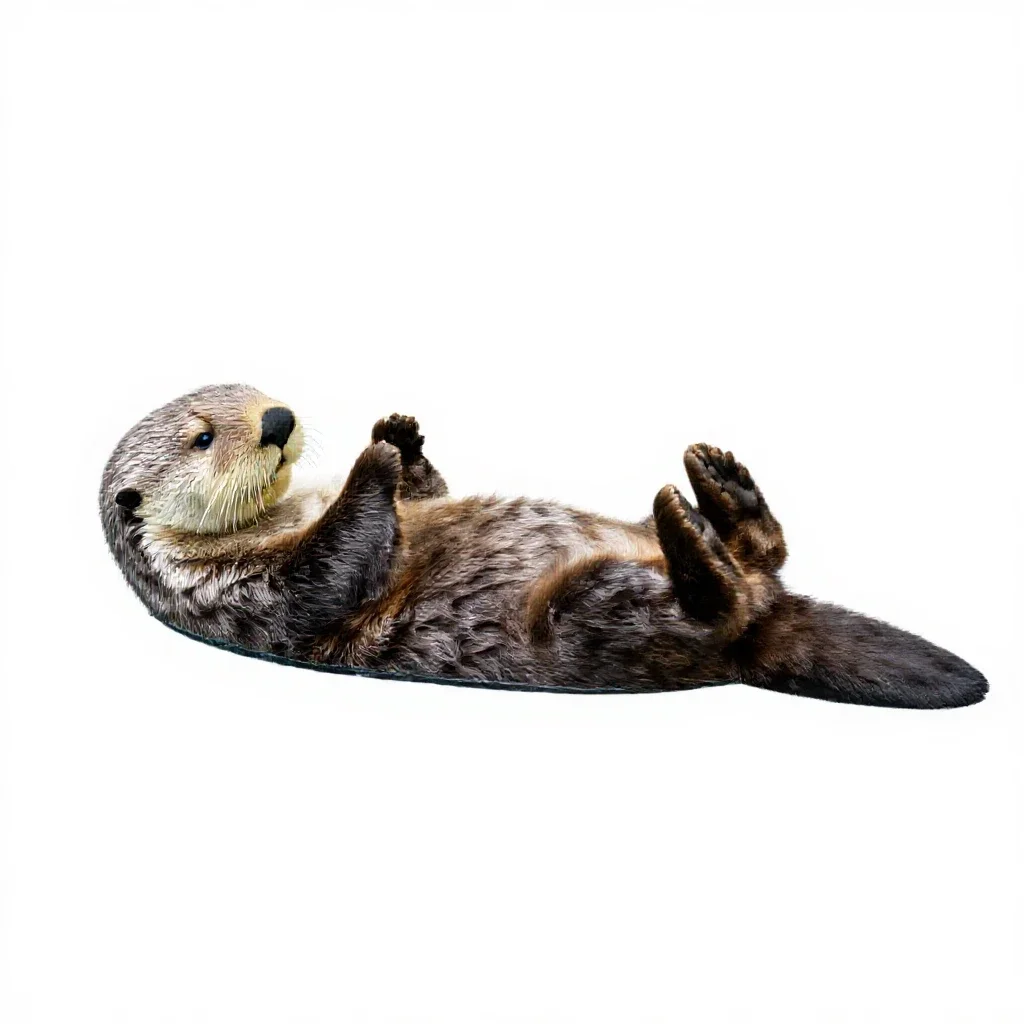 Sea otter floating isolated on a white background