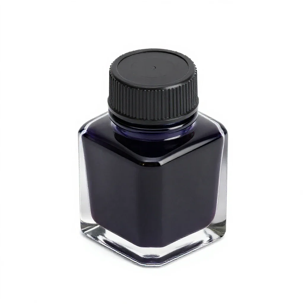 Bottle of india ink isolated on a white background