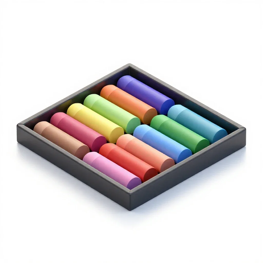 Box of pastels isolated on a white background