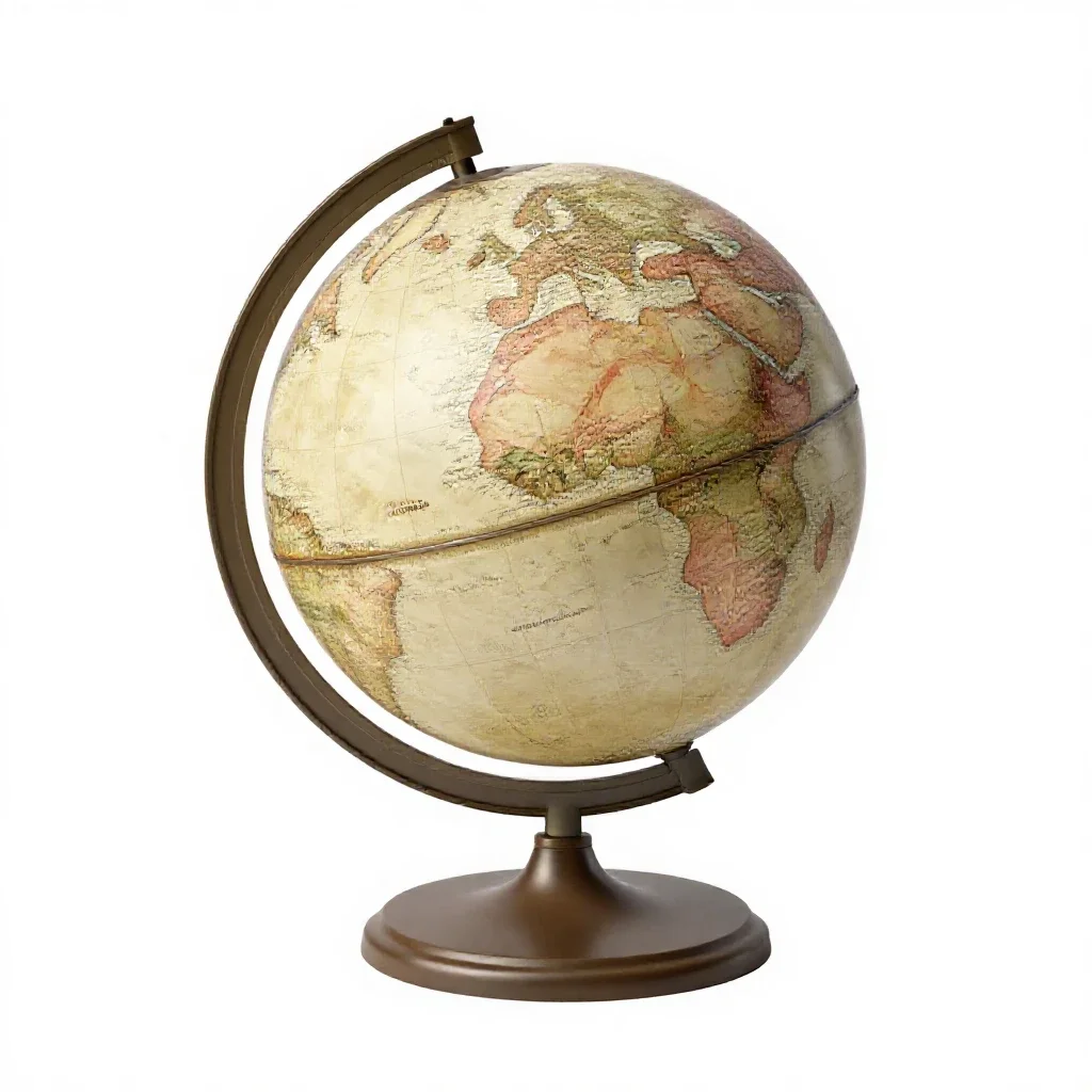 Globe on a stand isolated on a white background