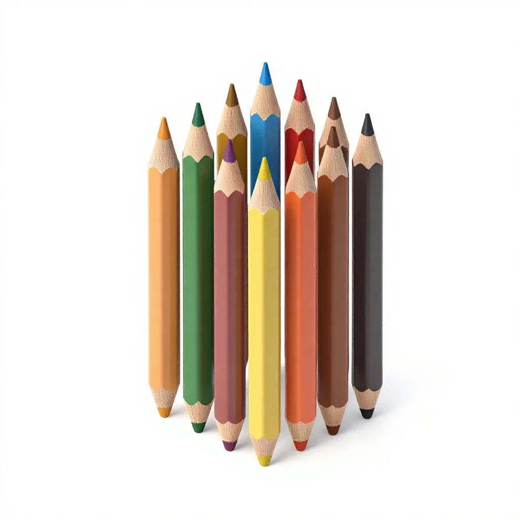 Set of coloured pencils isolated on a white background