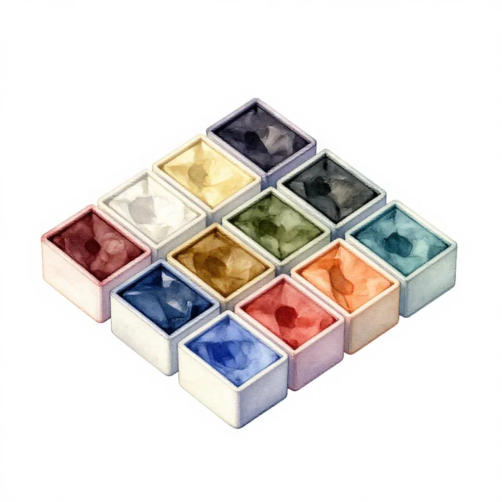 Set of watercolour pans isolated on a white background