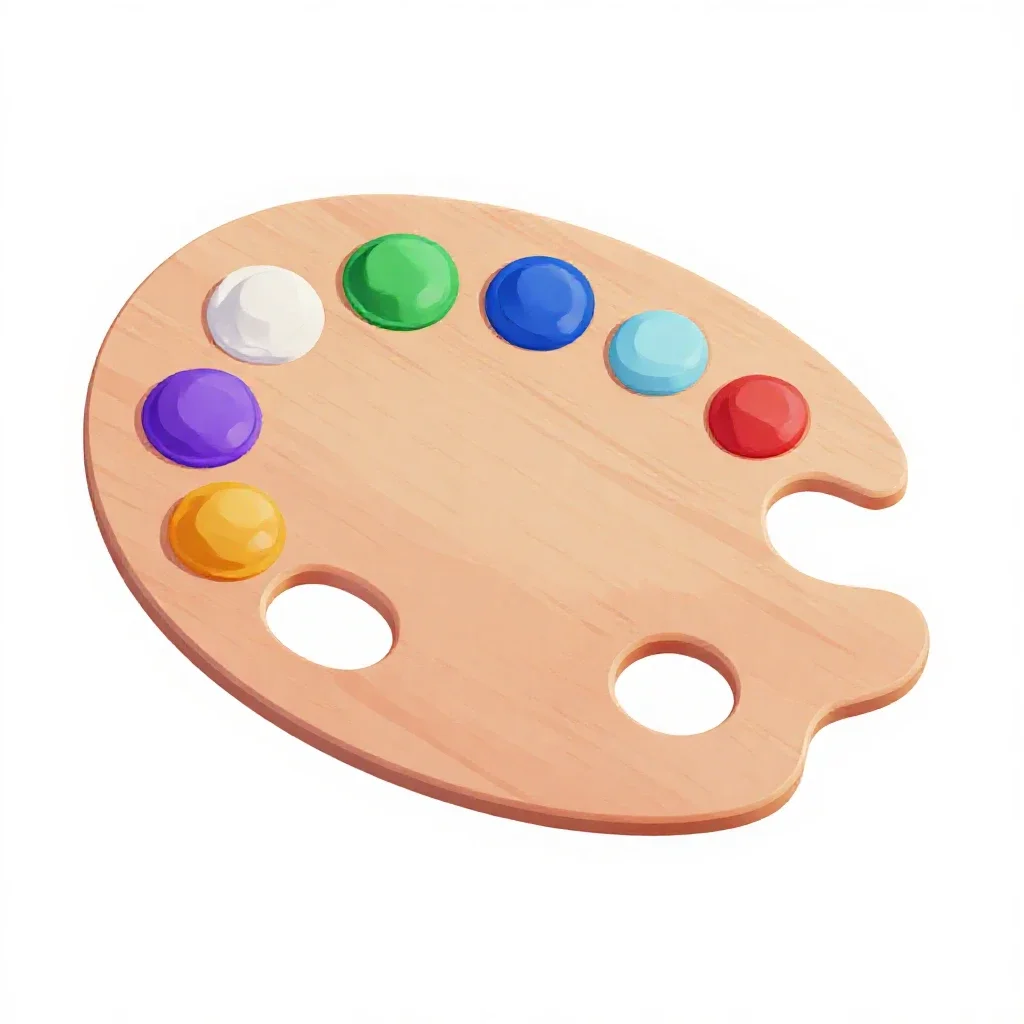 Artist palette with paint isolated on a white background