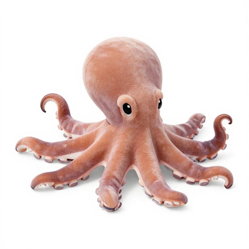 Plush octopus isolated on a white background