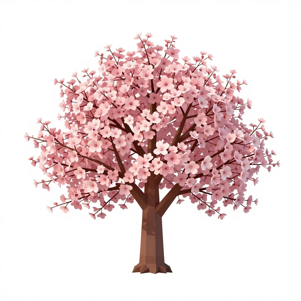 Cherry tree in blossom isolated on a white background