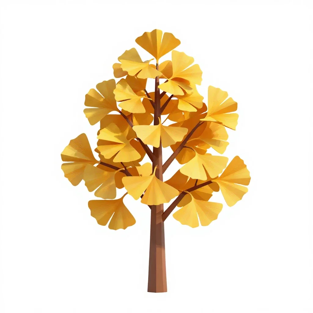 Gingko in autumn isolated on a white background