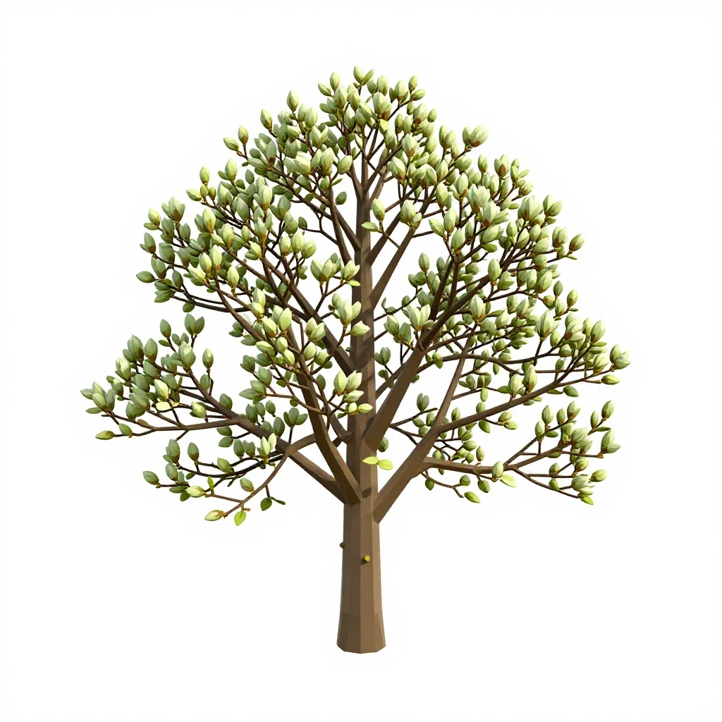 Magnolia tree in bud isolated on a white background
