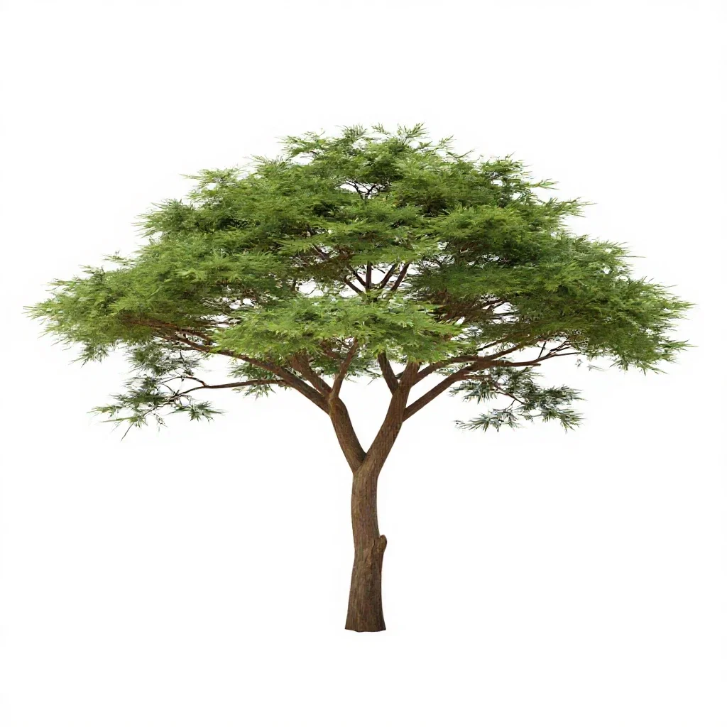Acacia on savannah isolated on a white background