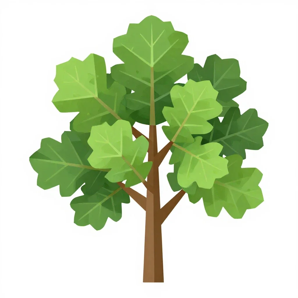 English oak in full leaf isolated on a white background