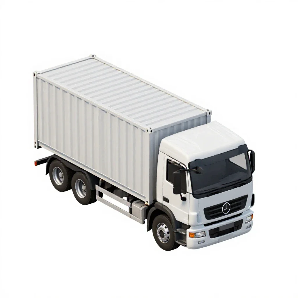 Cargo container truck isolated on a white background