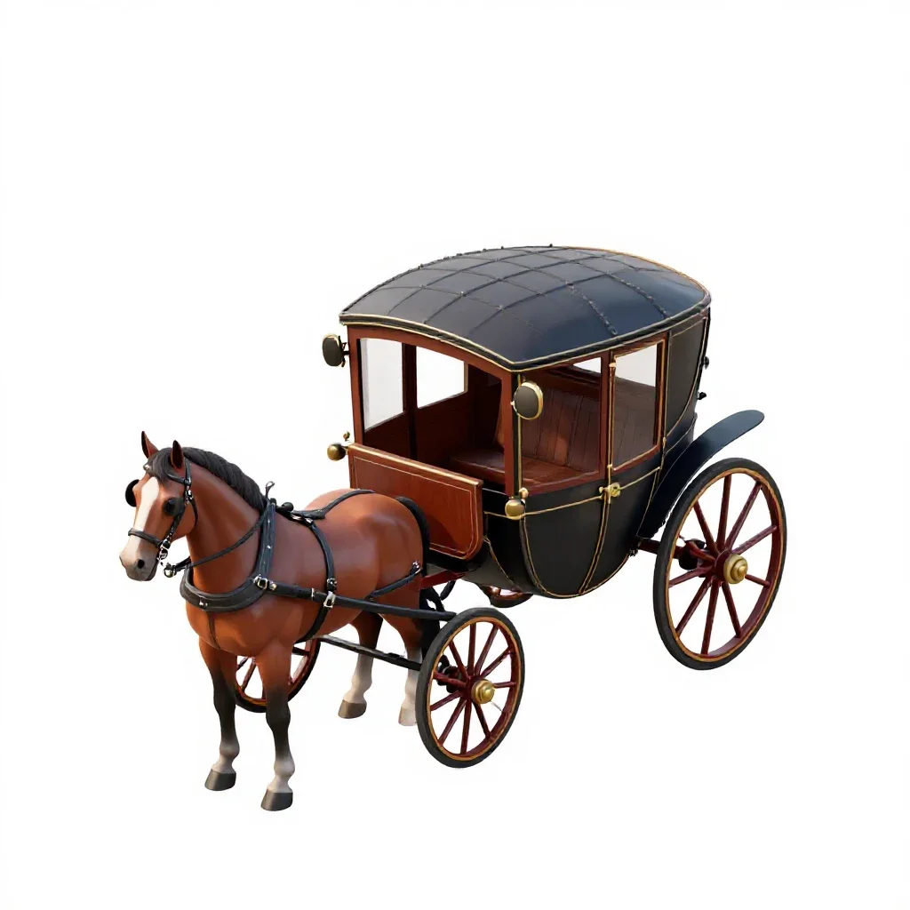 Horse-drawn carriage isolated on a white background