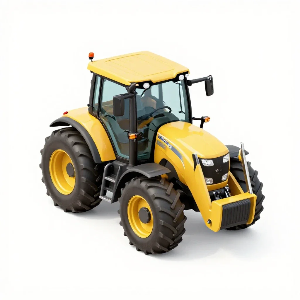 Tractor with a loader isolated on a white background