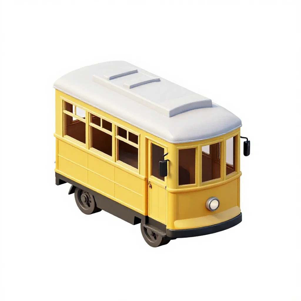 Tram carriage isolated on a white background