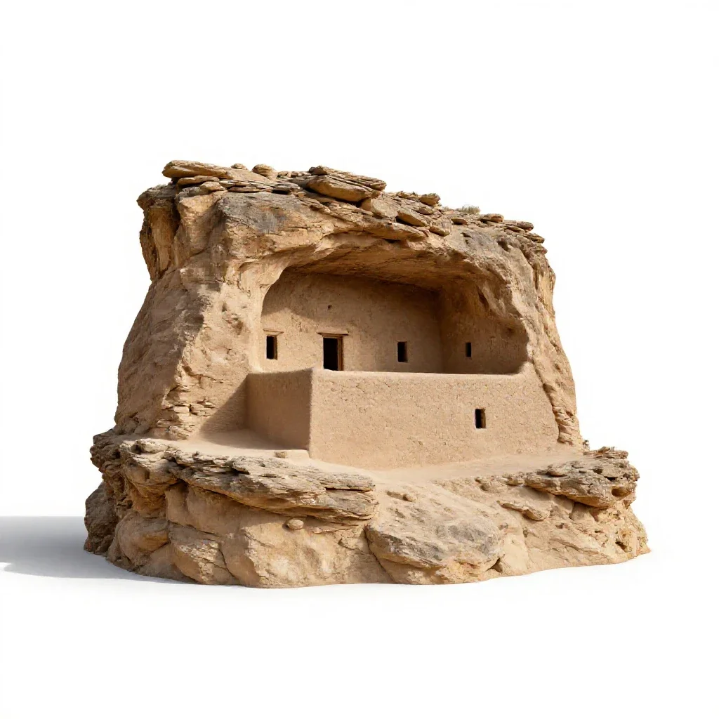Cliff dwelling isolated on a white background